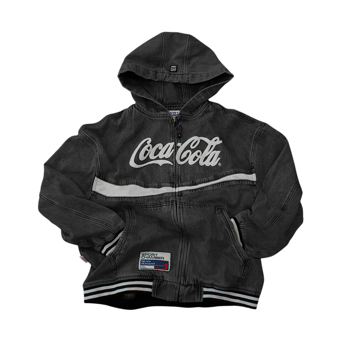 스포츠챔버 x 코카콜라 데님 후드 점퍼 블랙(SPORT CHAMBER x Coca-Cola Denim Hood Jumper Black)