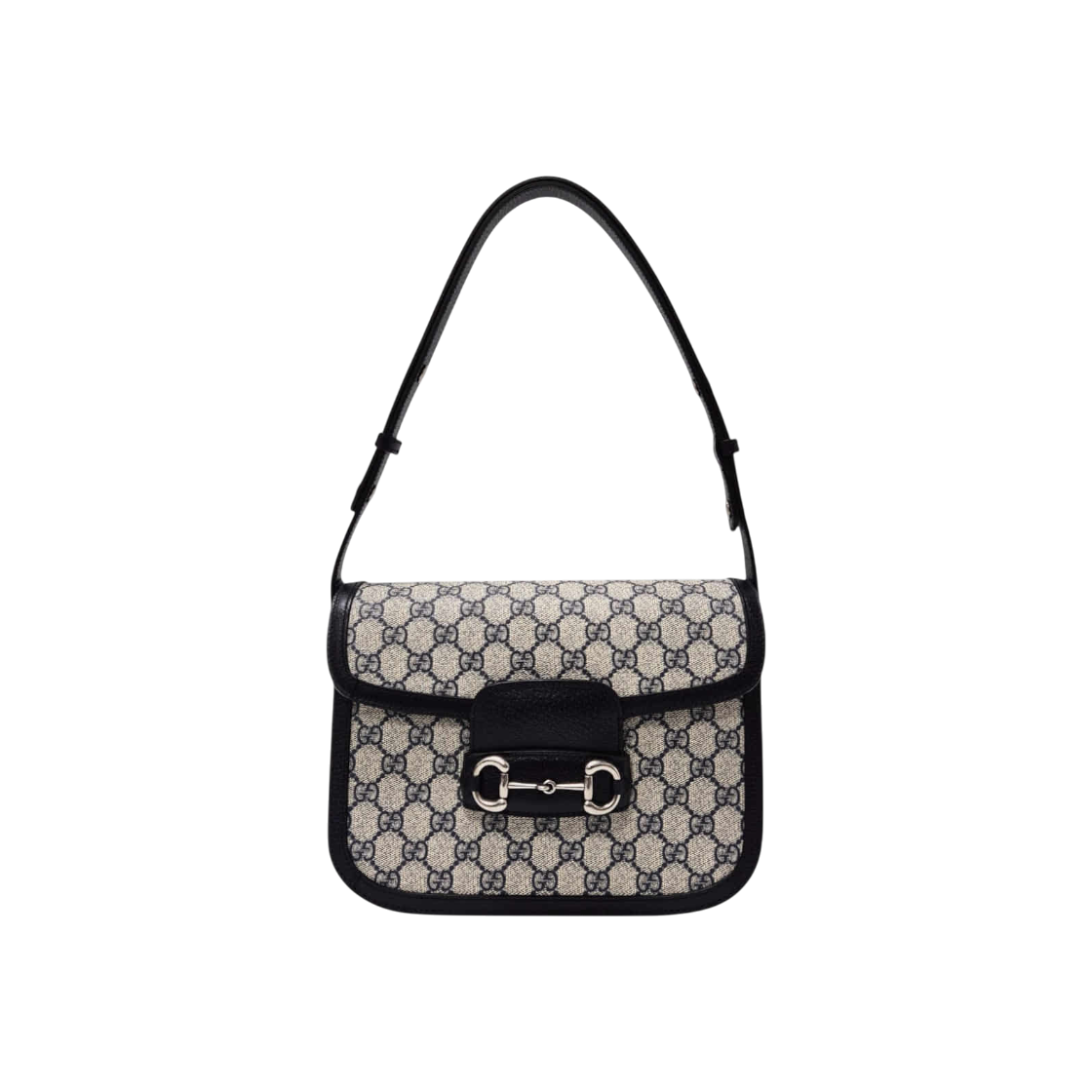 ITC5OG6VK87D Gucci 1955 Horsebit Shoulder Bag in Navy GG Supreme Canvas