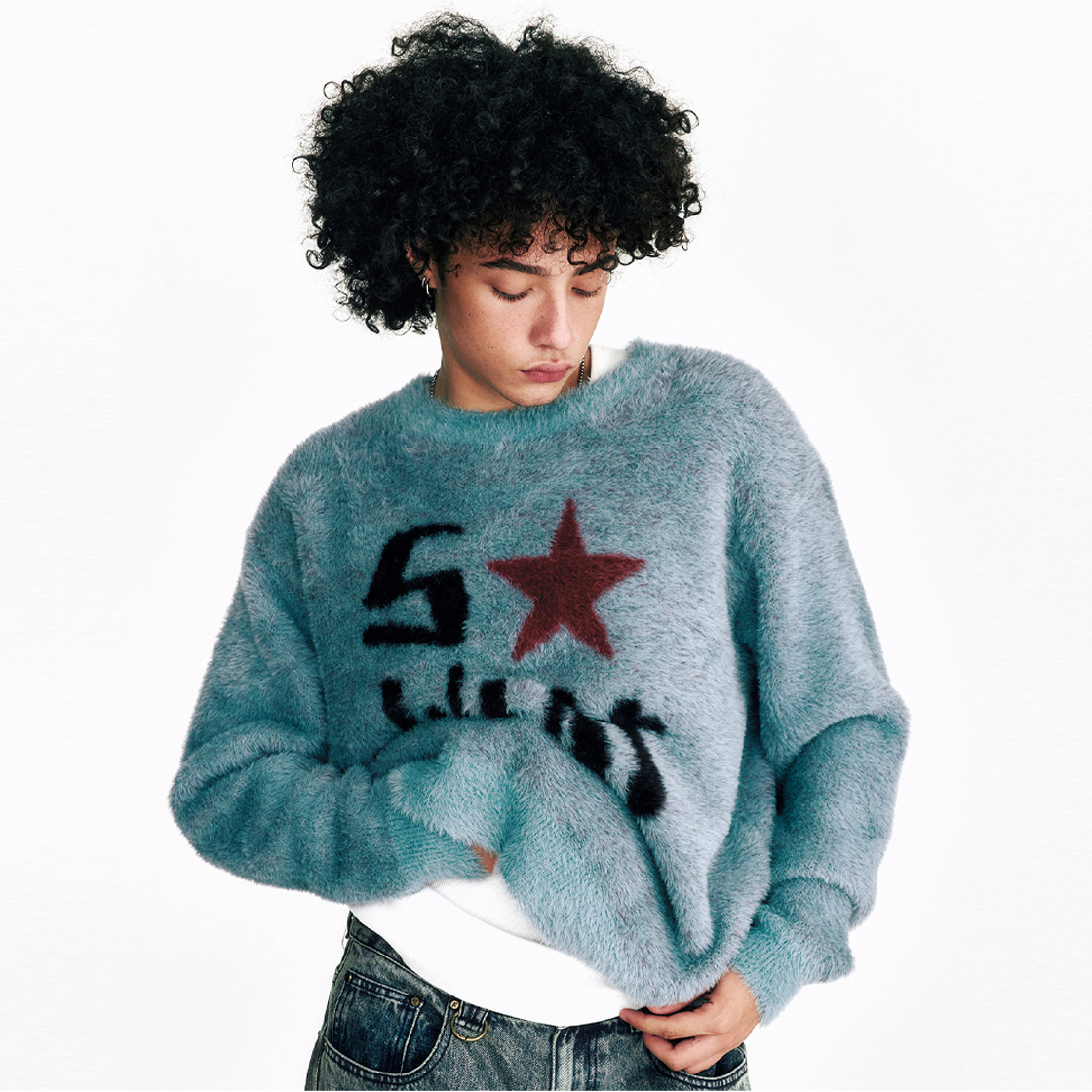 쎄르페 SO WHAT 헤어리 니트 스웨터 터키 블루(SSERPE So What Hairy Knit Sweater Turquoise) - 4