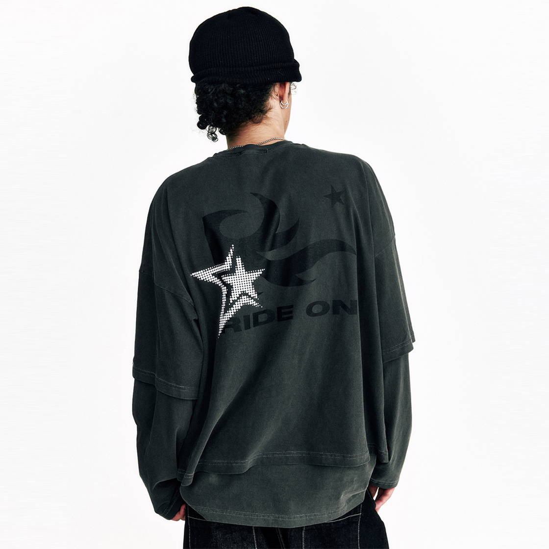 쎄르페 플레임 스타 레이어드 긴팔 티셔츠 피그먼트 차콜(SSERPE Flame Star Layered Long Sleeve T Pigment Charcoal) - 6