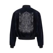 Undermycar Jeanne D'Arc Sword of Altar Embroidered Suede Blouson Navy