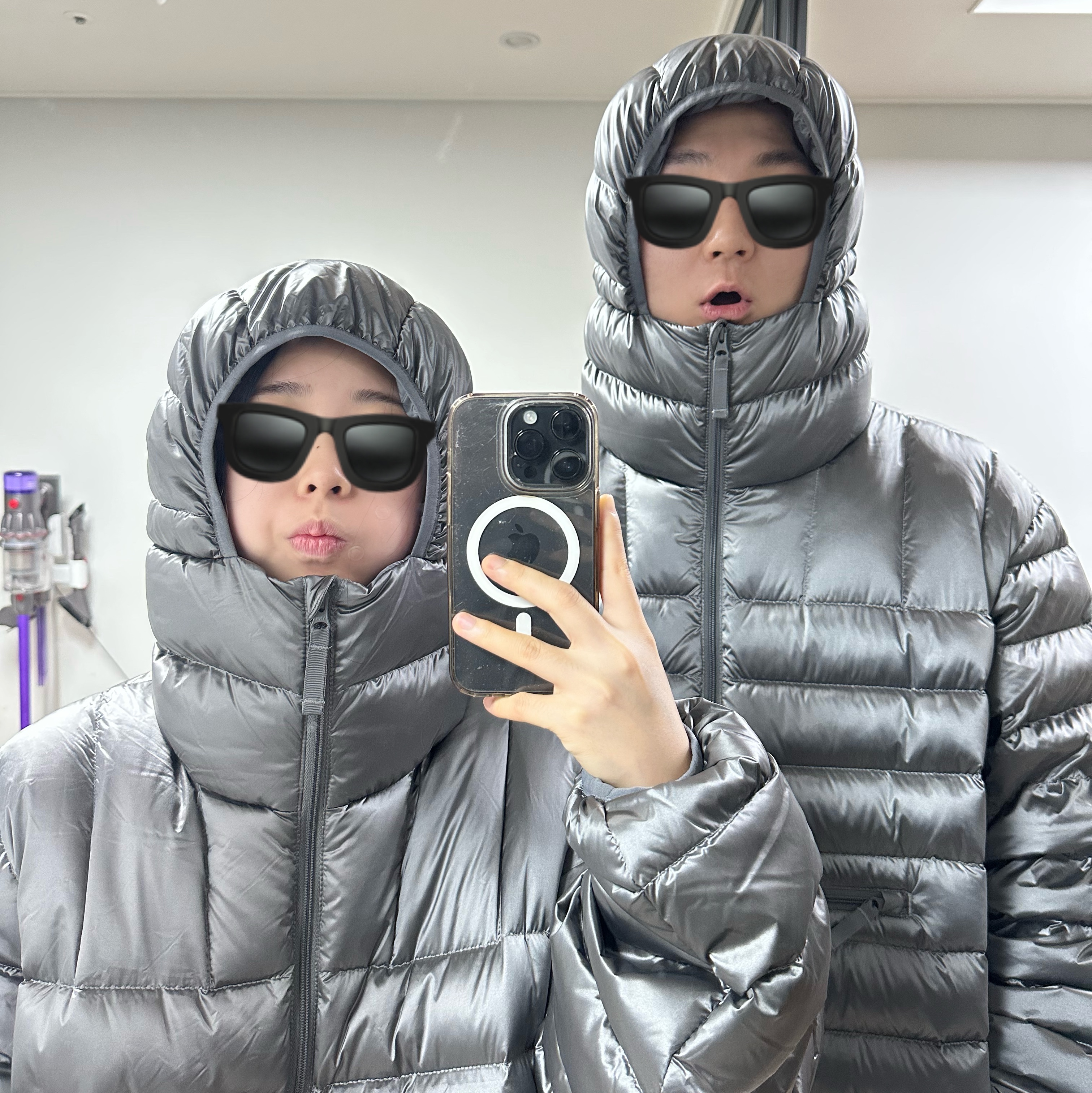Supreme Micro Down Half Zip Hooded Pullover Silver - 25FW 착용 스타일