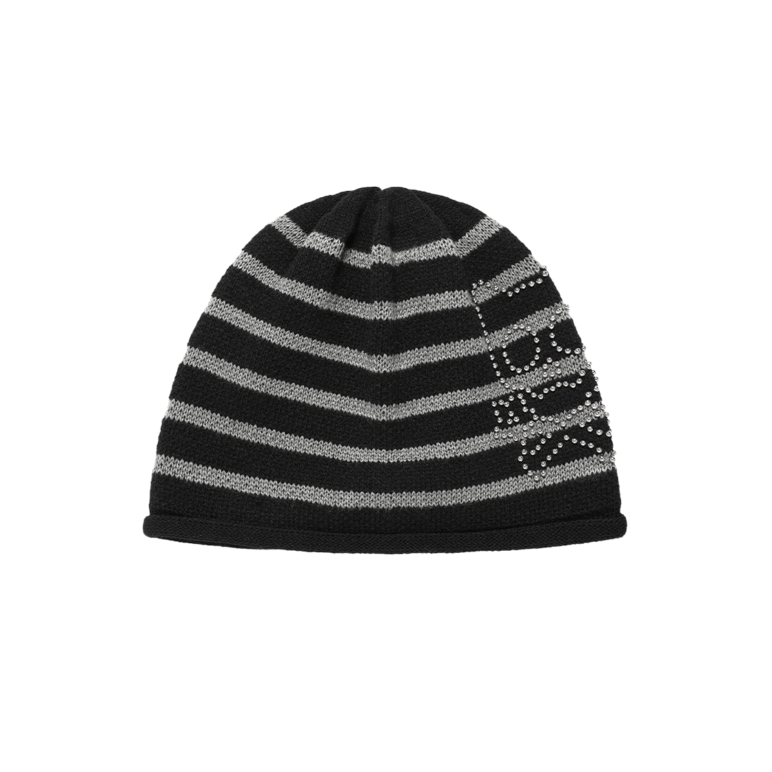 카비시 스컬 캣 스트라이프 비니 블랙(CAVISH Skull Cat Striped Beanie Black)