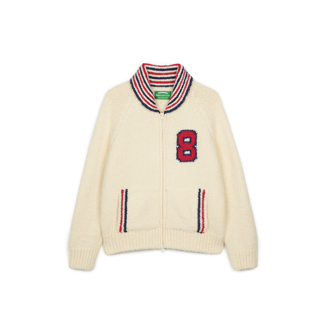 P0000BFG Greenbutter NO.8 Zip Cowichan Cardigan Beige