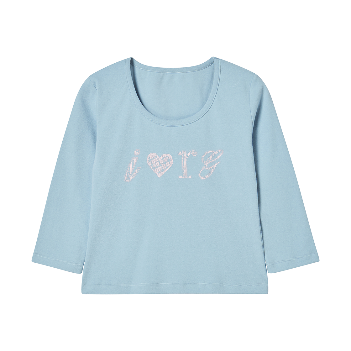 RG_25_FA2_LS_19 Rogin N Rosie I Luv RnR Check Point Long Sleeve Sky Blue