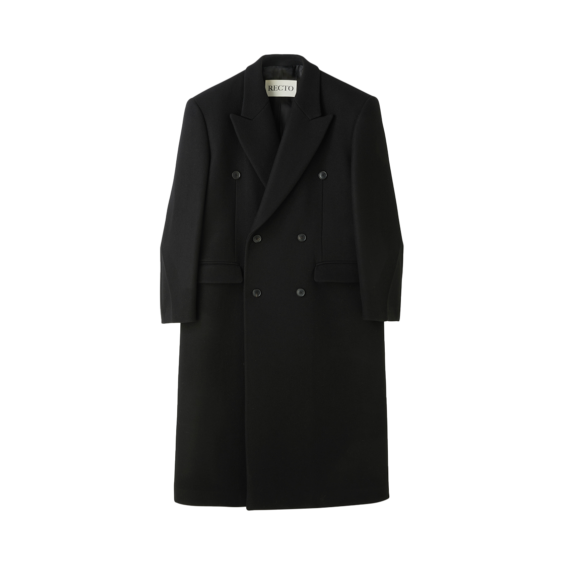 RM25WWCT007BK Recto Classic Tailored Double Breasted Coat Black