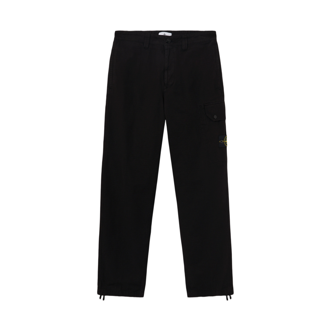 K2S1531000-11S0211-V0029 Stone Island 3100011 Organic Cotton Ripstop Loose Fit Trousers with Pockets and Drawstring Cuffs Black - 25FW