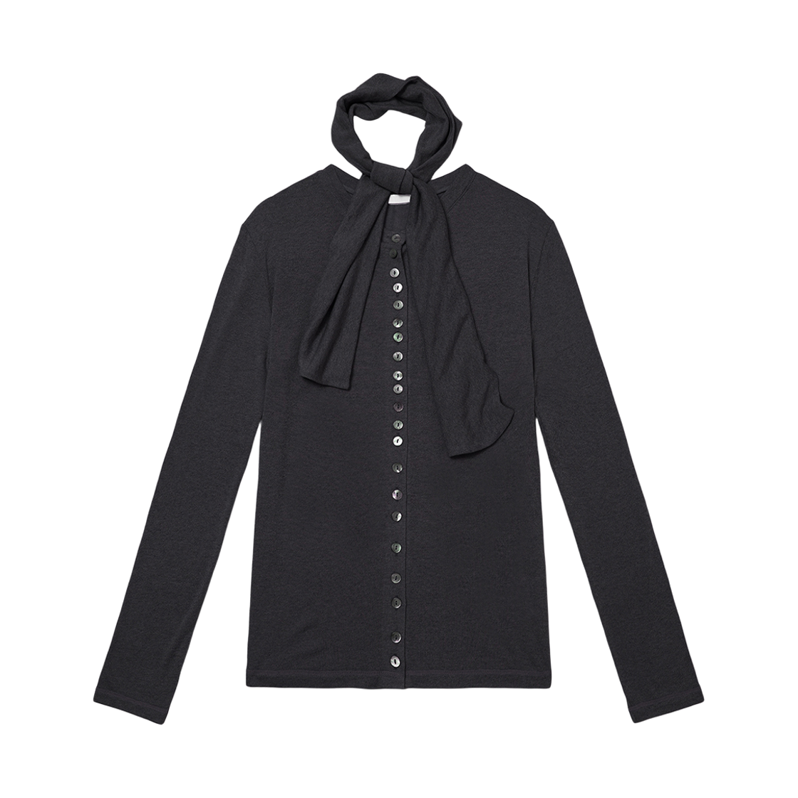 S25FW2000BK SEEN Many Buttons Scarf Cardigan Black