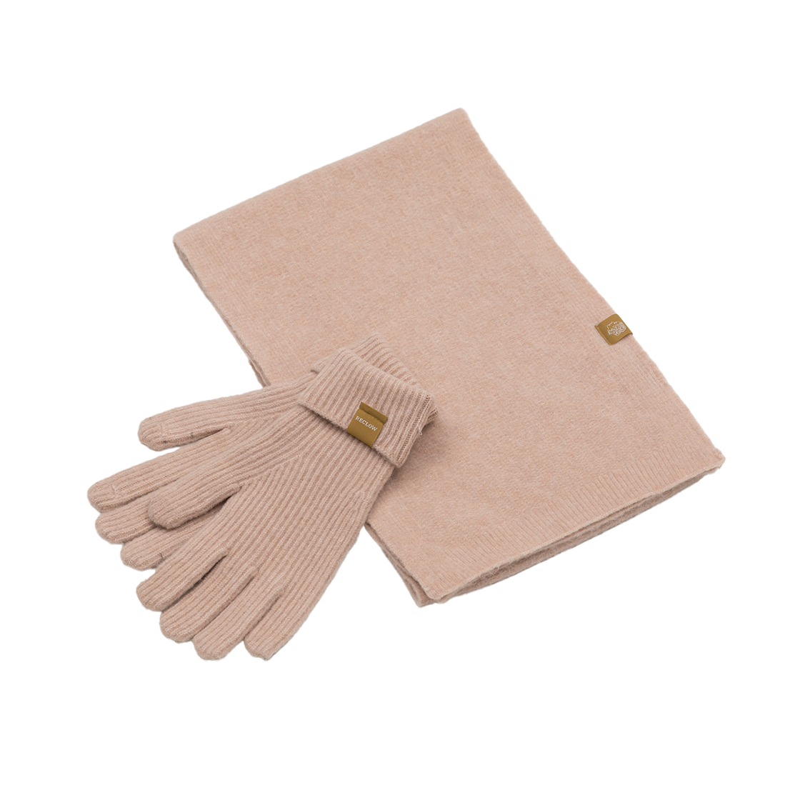 리끌로우 니트장갑 머플러 세트 피치(RECLOW Knit Gloves Muffler Set Peach) - 1
