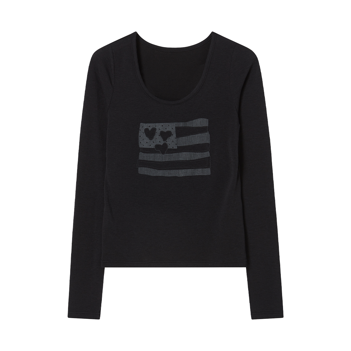 RG_25_FA2_LS_20 Rogin N Rosie USA Banner Printed long Sleeve Black