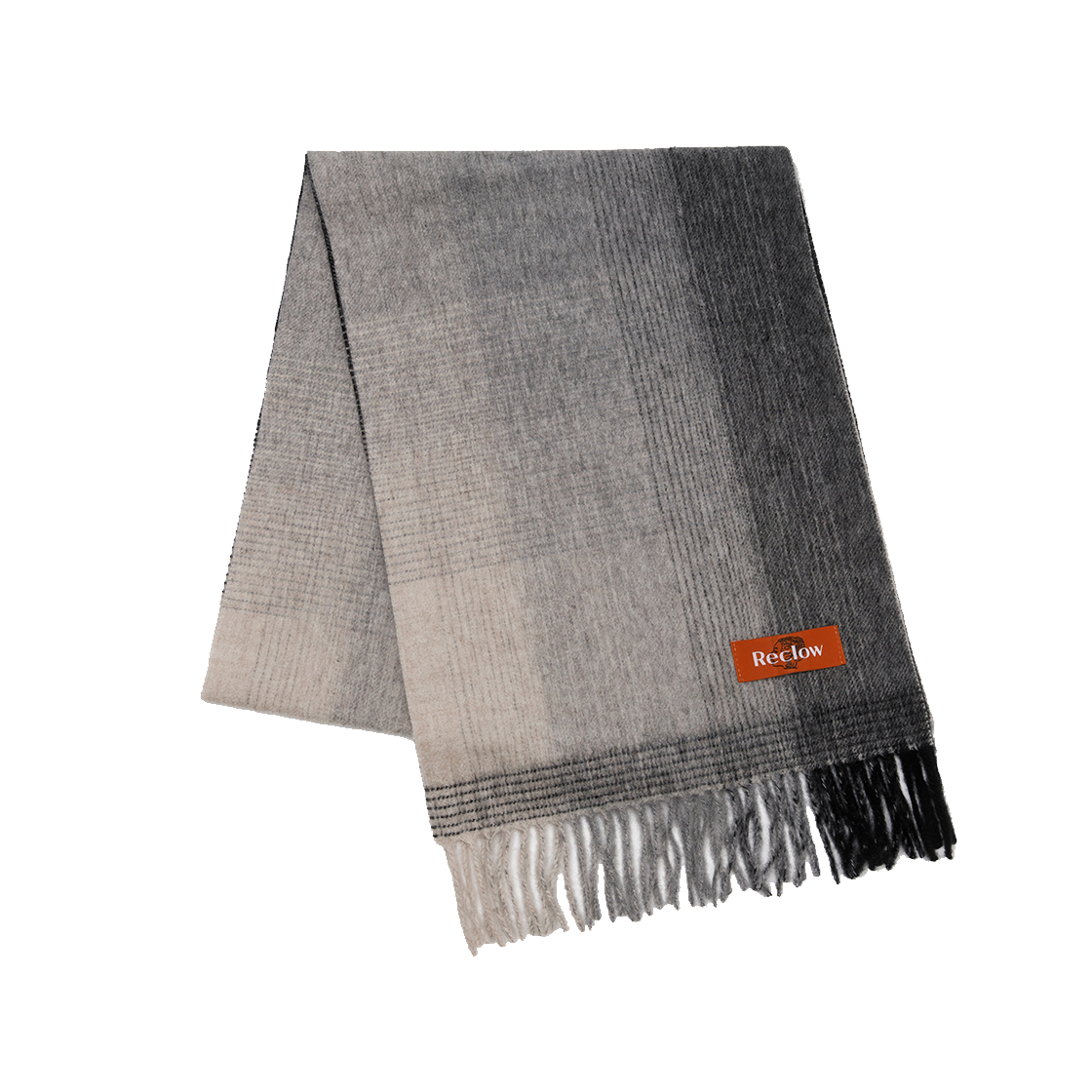 리끌로우 이니 체크 울 100% 머플러 블랙 그레이(RECLOW Eeny Check Wool 100% Muffler Black Gray)