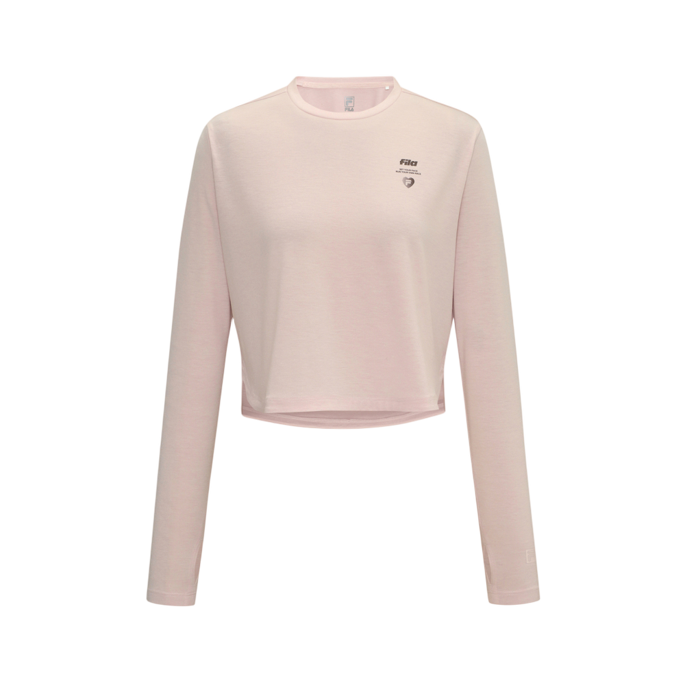 1100FS253RL02F003650 [6% 적립] FILA Quickdry Semi-Crop Long Sleeve Tee Light Pink