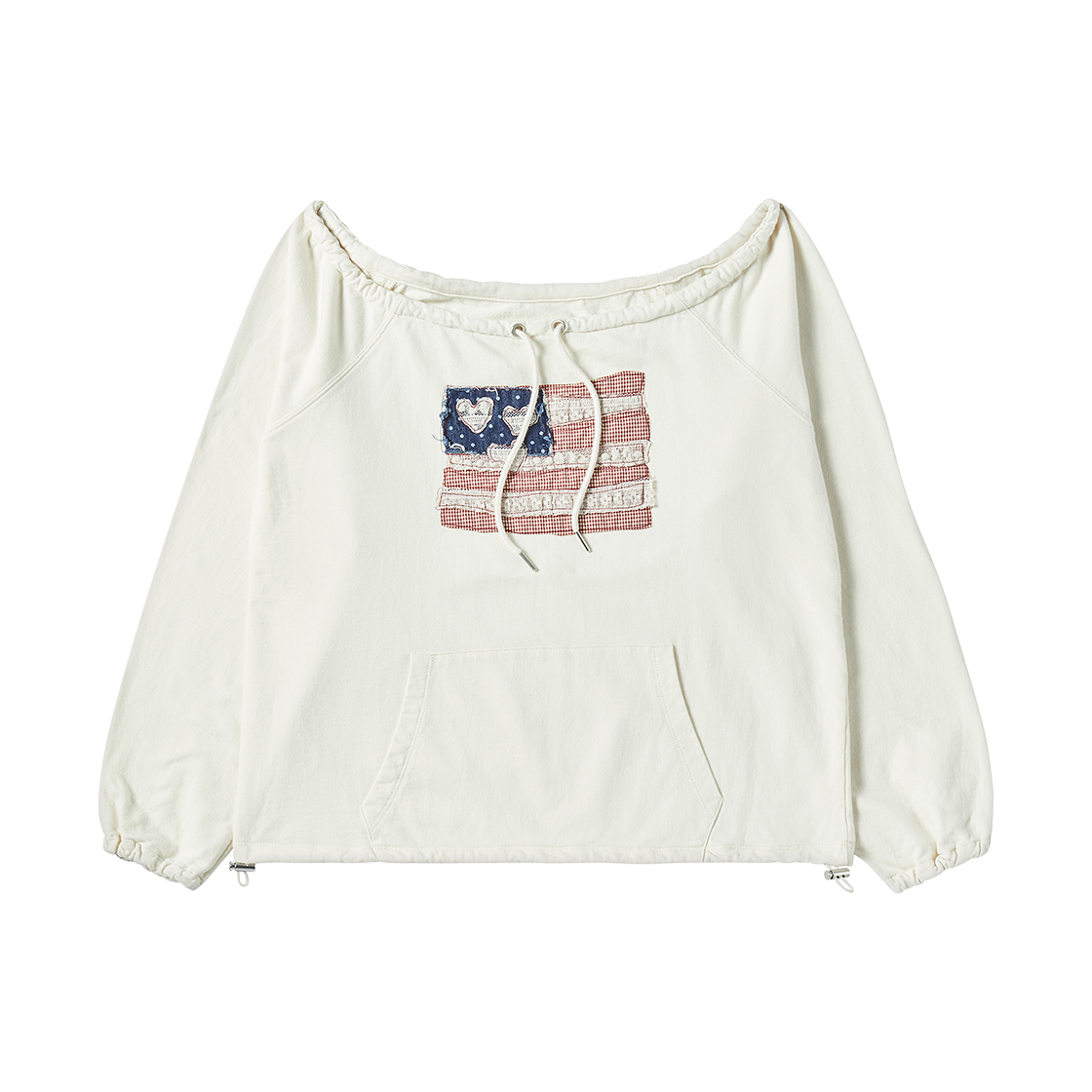 RG_25_FA2_LS_13 Rogin N Rosie USA Banner String long Sleeve Cream