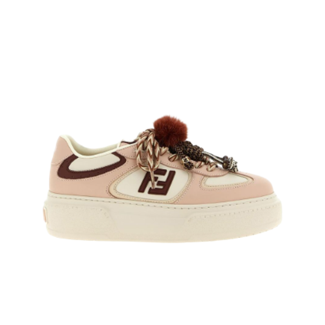 8E8721AY9NF1TPW (W) Fendi Match Soft Leather Low-Top Sneakers Pink