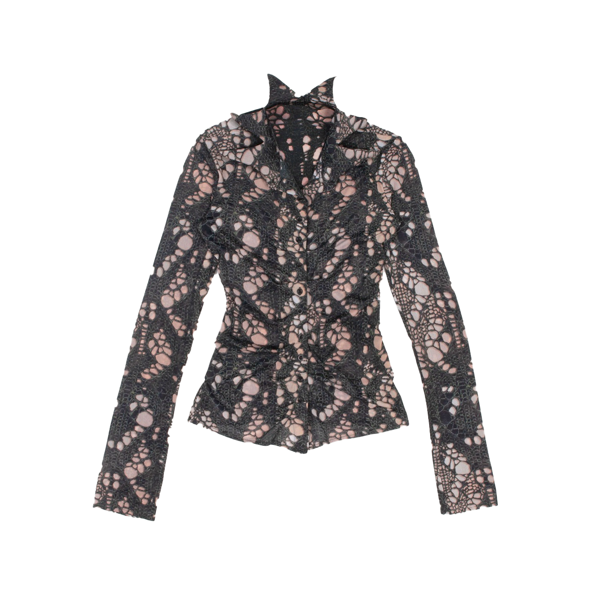 아바바브 우먼 스파이키 프린티드 디스트레스드 니트 블랙 - 25FW(Avavav Women Spiky Printed Distressed Knit Black - 25FW)