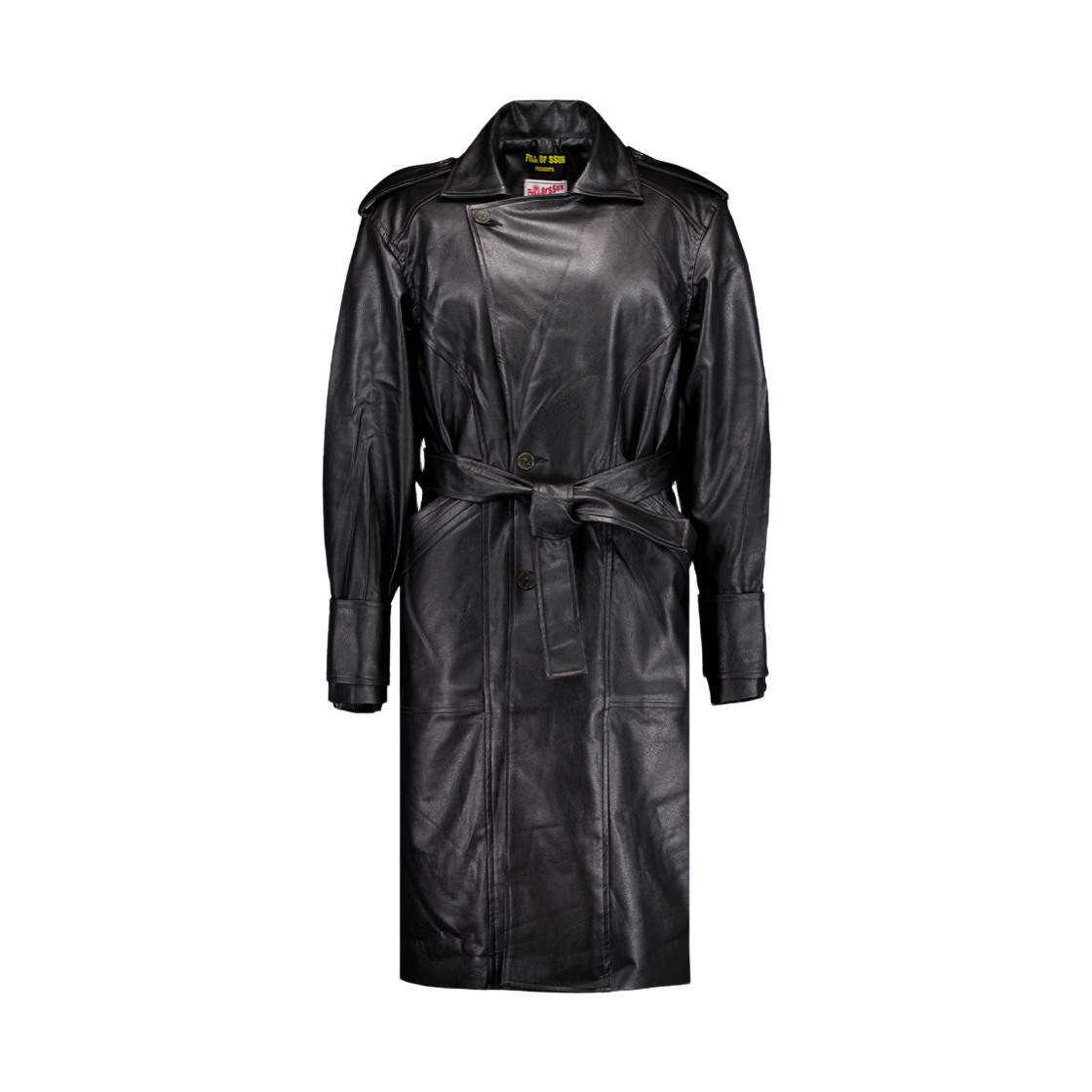 25FW-04(250204) Full of Ssun Curved Leather Trench Coat Black