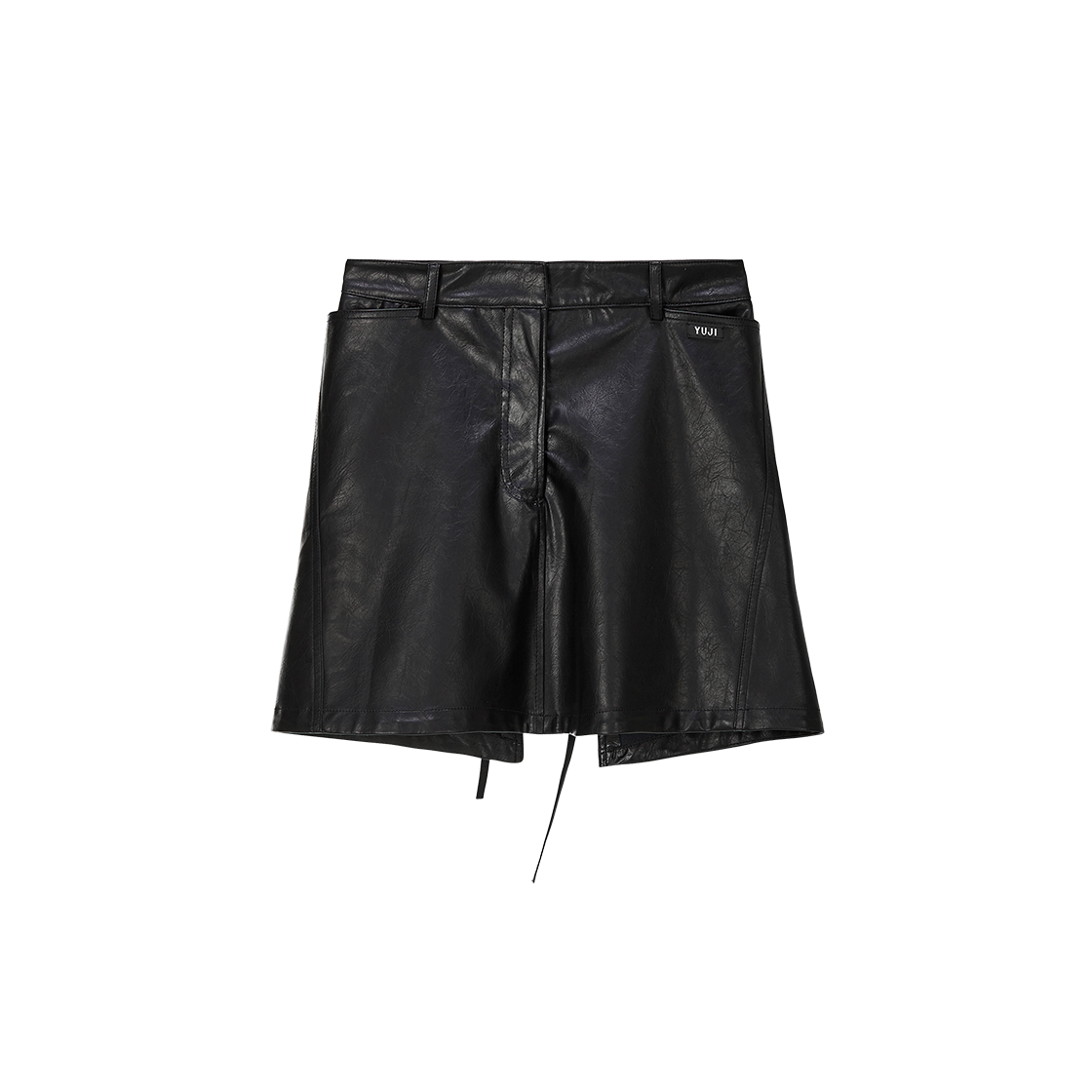YJ-C02-FSK007-W YUJI Layered Faux Leather Skirt Black