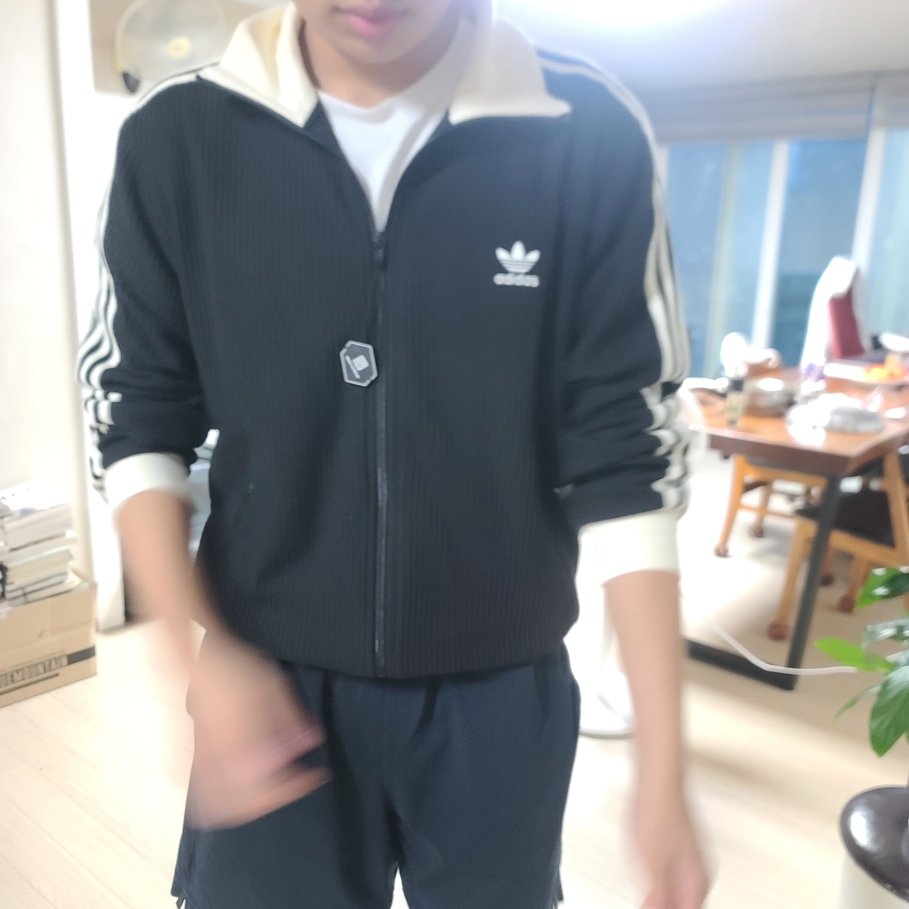 Adidas Waffle Beckenbauer Track Top Black - KR Sizing 착용 스타일 - 3