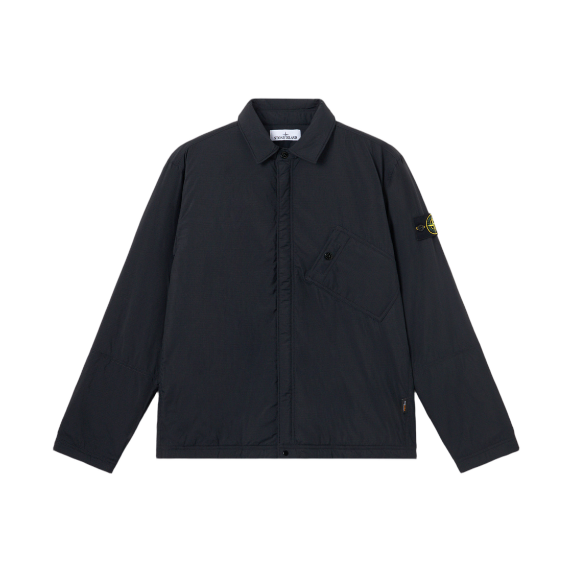 스톤 아일랜드 1200007 매트 립스탑 코듀라 어드밴스드 패브릭스 컴포트 핏 패딩 오버셔츠 워터 리펠런트 트리트먼트 블랙 - 25FW