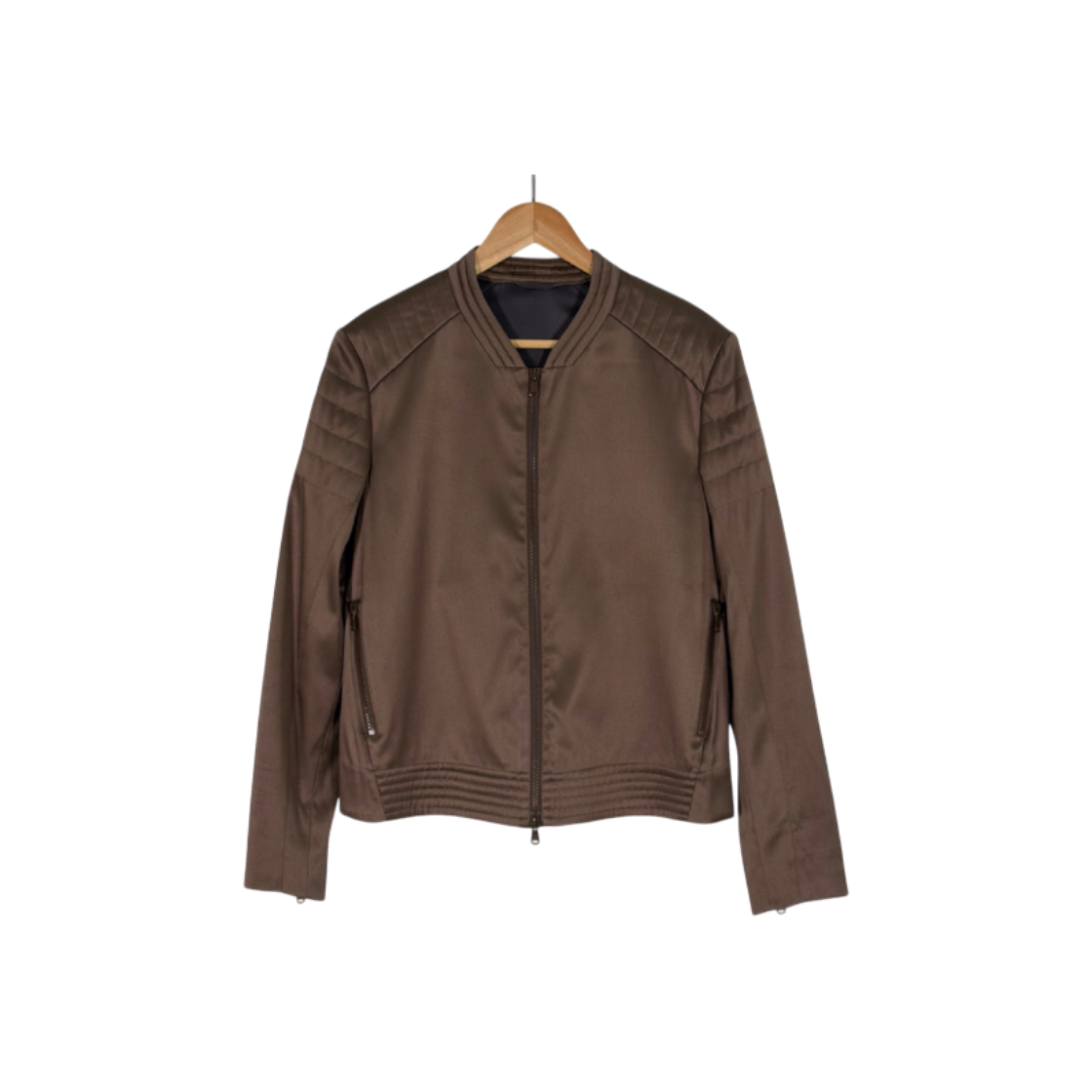 ITH4EW7UF22T Brunello Cucinelli Silk Yoke Bomber Jacket Brown
