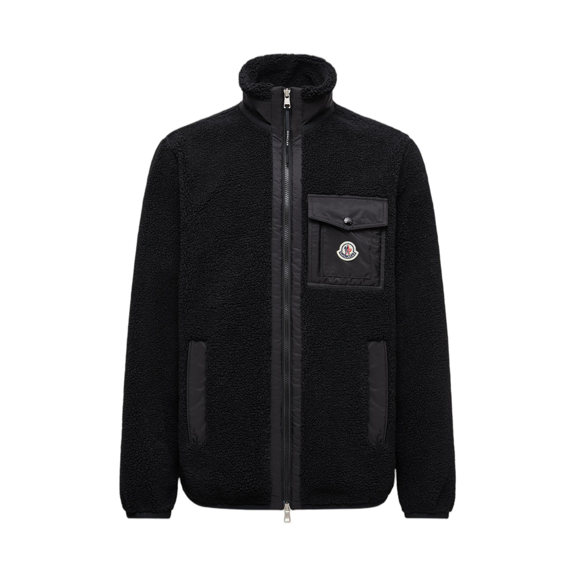 몽클레르 테디 집업 스웨트셔츠 포켓 블랙 - 25FW(Moncler Teddy Zip Up Sweatshirt with Pocket Black - 25FW)