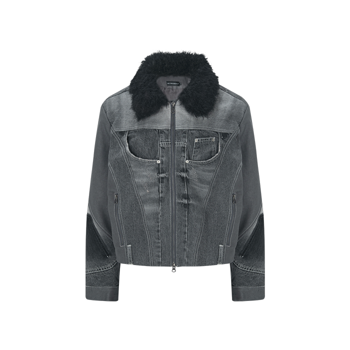 써저리 퍼 트리밍 데님 자켓 그레(Surgery Fur Trimming Denim Jacket Grey)