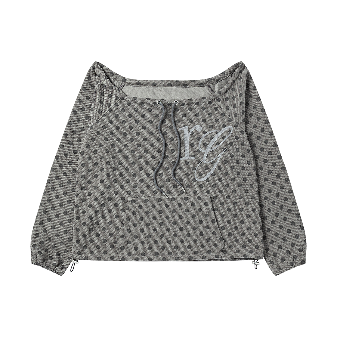RG_25_FA2_LS_16 Rogin N Rosie Dotted Pocket String Point Long Sleeve Charcoal