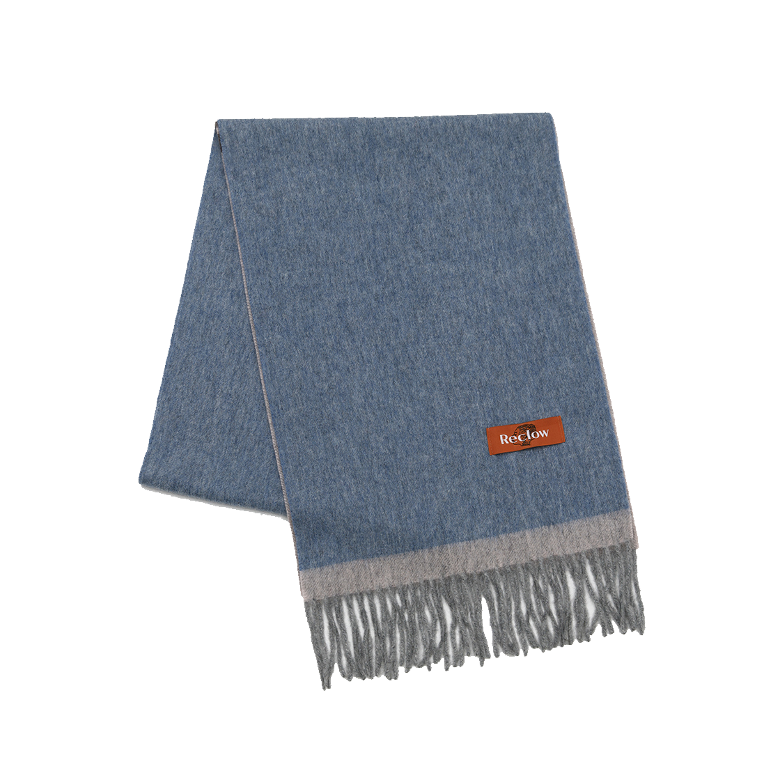 리끌로우 울 100% 배색 머플러 투톤네이비(RECLOW Wool 100% Color Block Muffler  TwoTone Navy) - 1