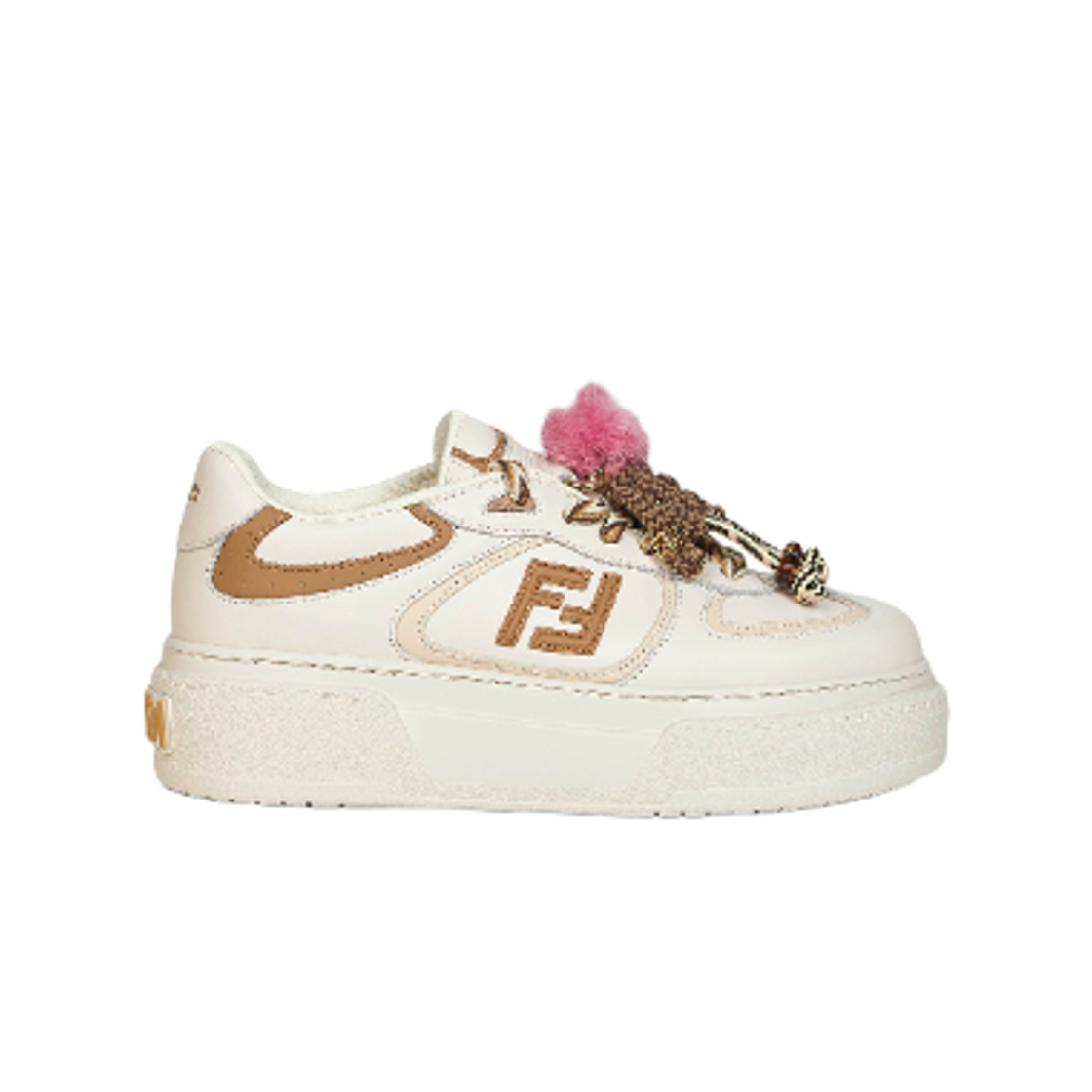 8E8721AY9NF1TO4 (W) Fendi Match Soft Leather Low-Top Sneakers White