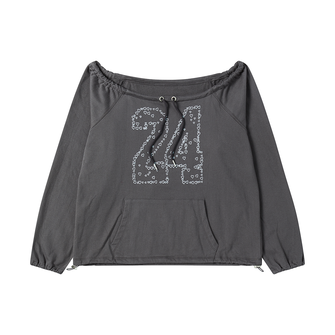 RG_25_FA2_LS_11 Rogin N Rosie Heart Number String Long Sleeve Charcoal