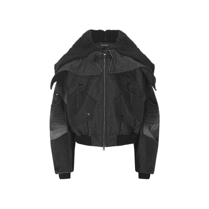 S05997 Surgery Exo-Shell Hood Denim Jacket Black