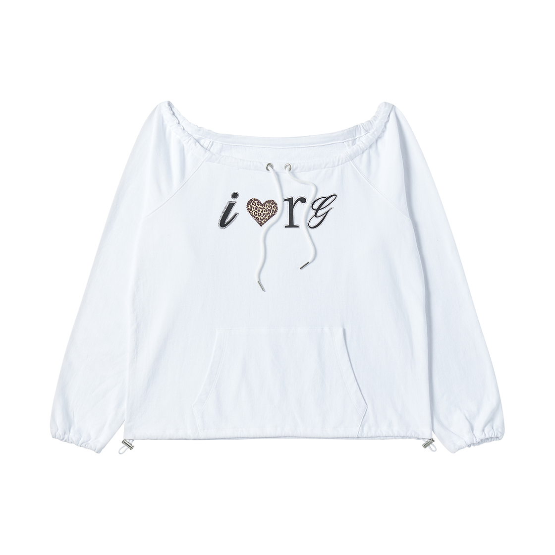 RG_25_FA2_LS_15 Rogin N Rosie I Luv RnR Leopard String Point Long Sleeve White