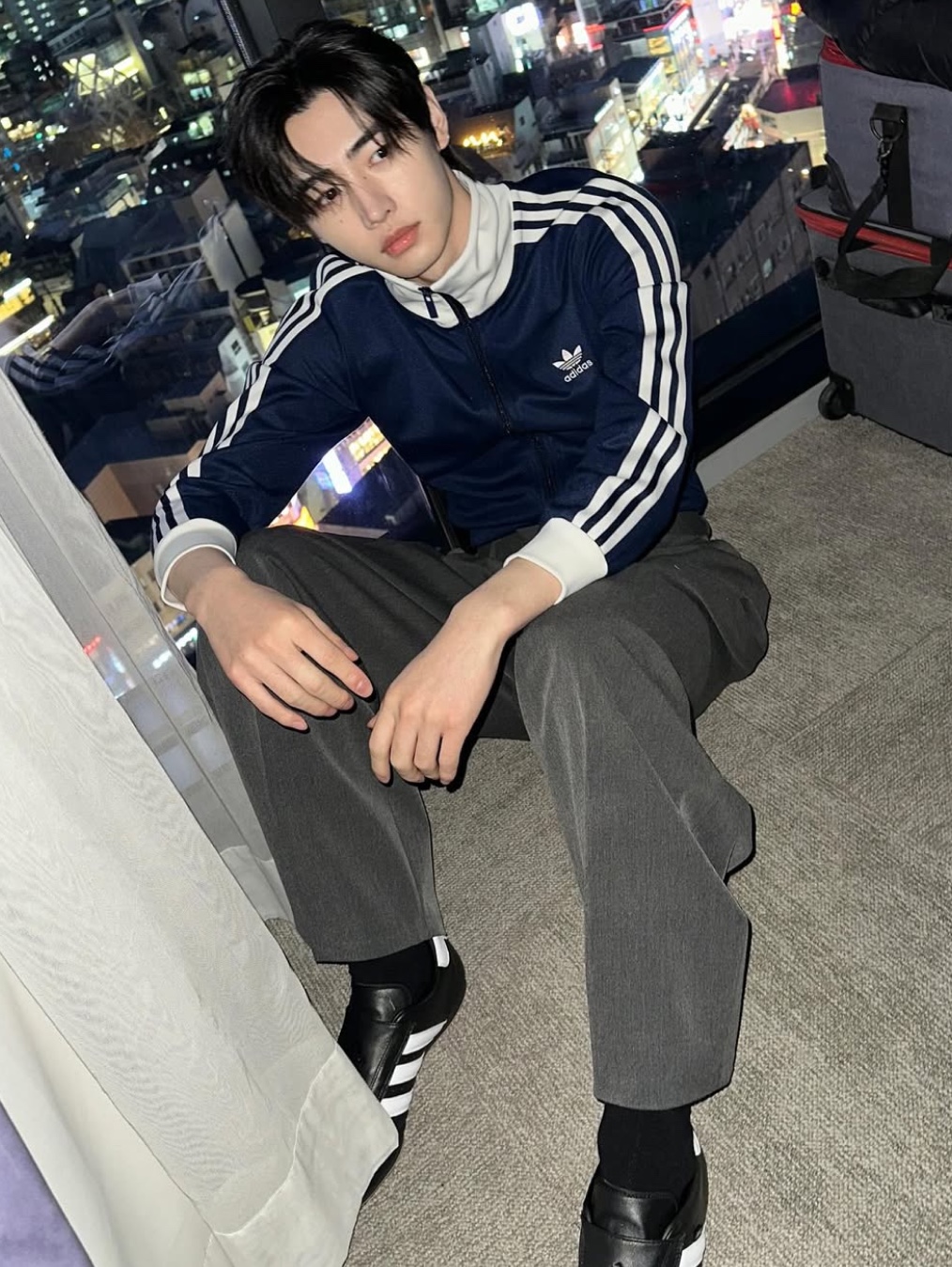 Adidas Adicolor Classic Beckenbauer Track Top Night Indigo - KR Sizing, (W) Adidas Taekwondo Core Black Cloud White 착용 스타일 - 5