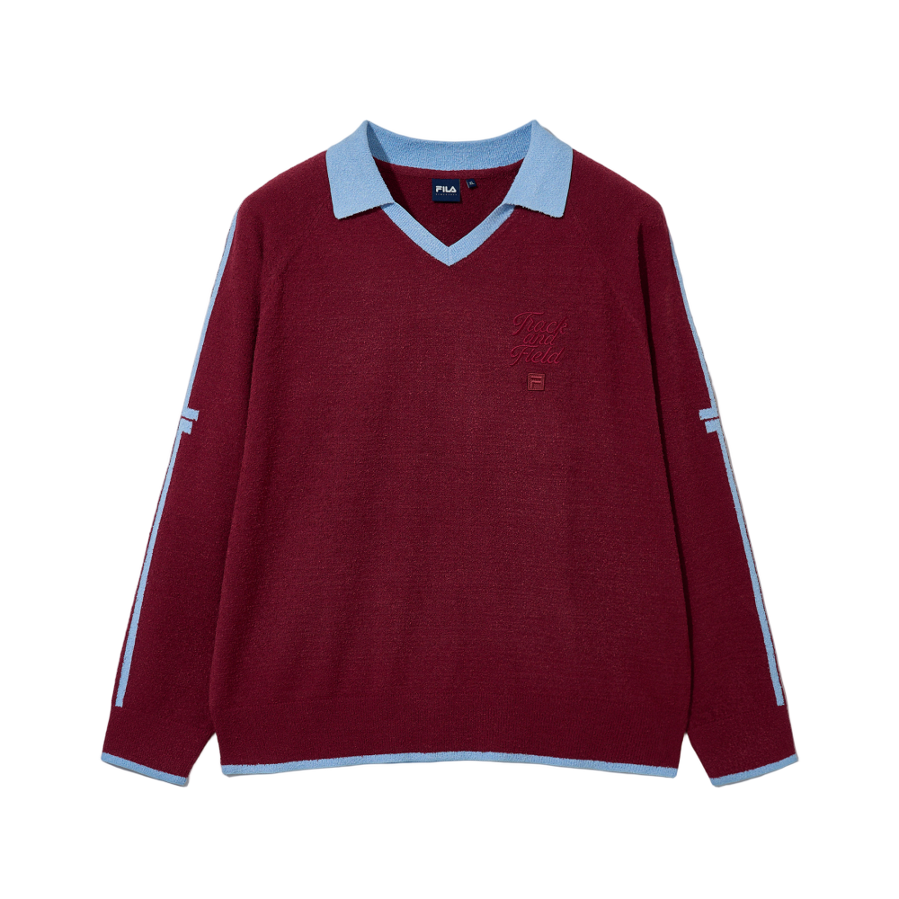 1100FS253ST01X001639 [6% 적립] FILA Collar Boucle Oversized Sweater Wine