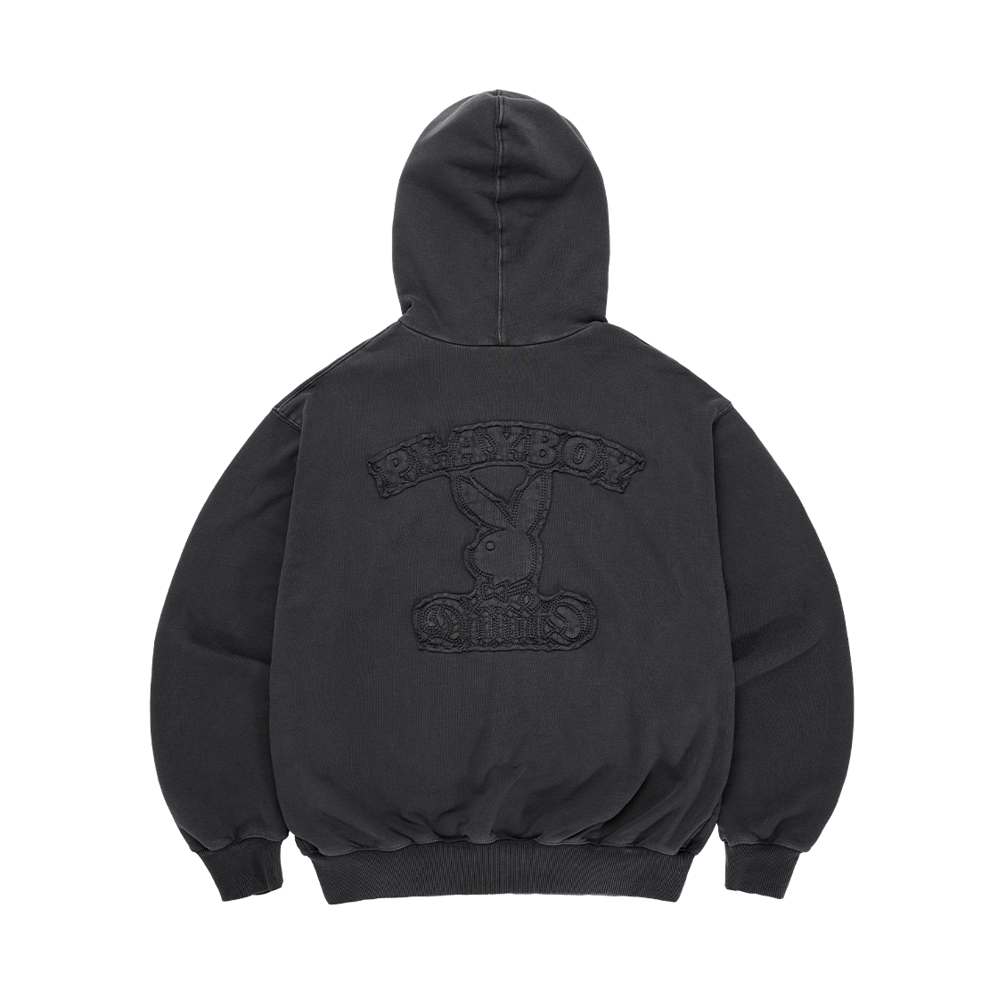 [디미토 X 플레이보이] 버니 집 후디 워시드 블랙([Dimito X PLAYBOY] Bunny Zip Hoodie Washed Black) - 2