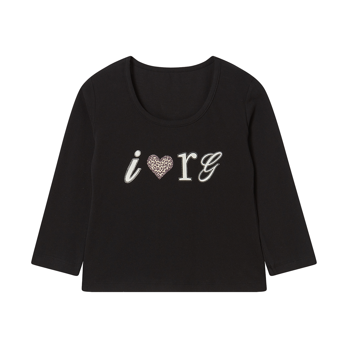 RG_25_FA2_LS_18 Rogin N Rosie I Luv RnR Leopard Point Long Sleeve Black