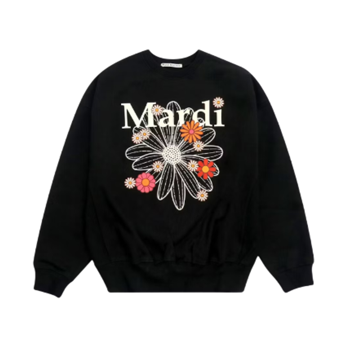 (W) 마르디 메크르디 플라워마르디 블라썸 스웨트셔츠 블랙 크림((W) Mardi Mercredi Flowermardi Blossom Sweatshirt Black Cream)