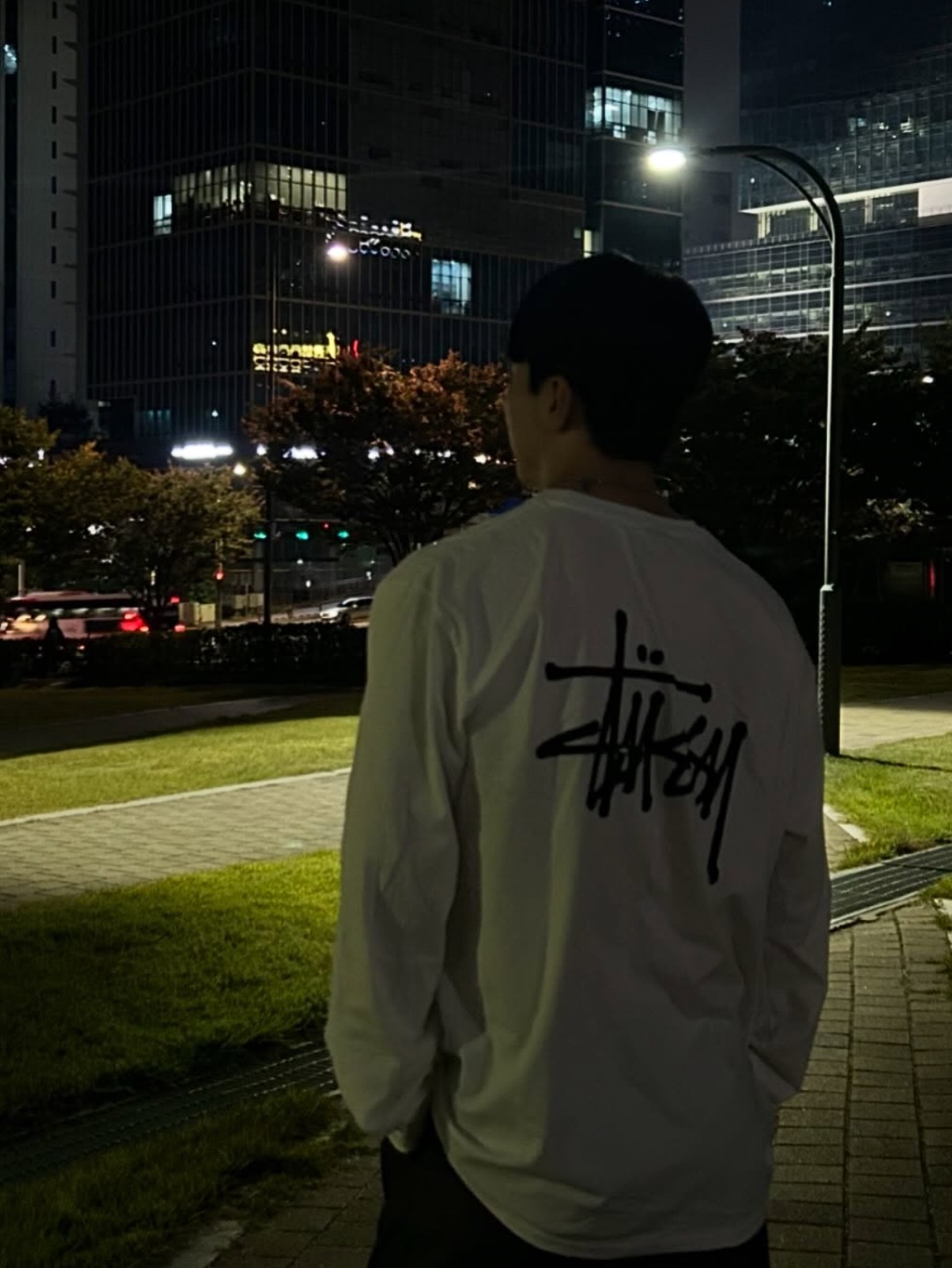 Stussy Basic Stussy LS T-Shirt White 착용 스타일