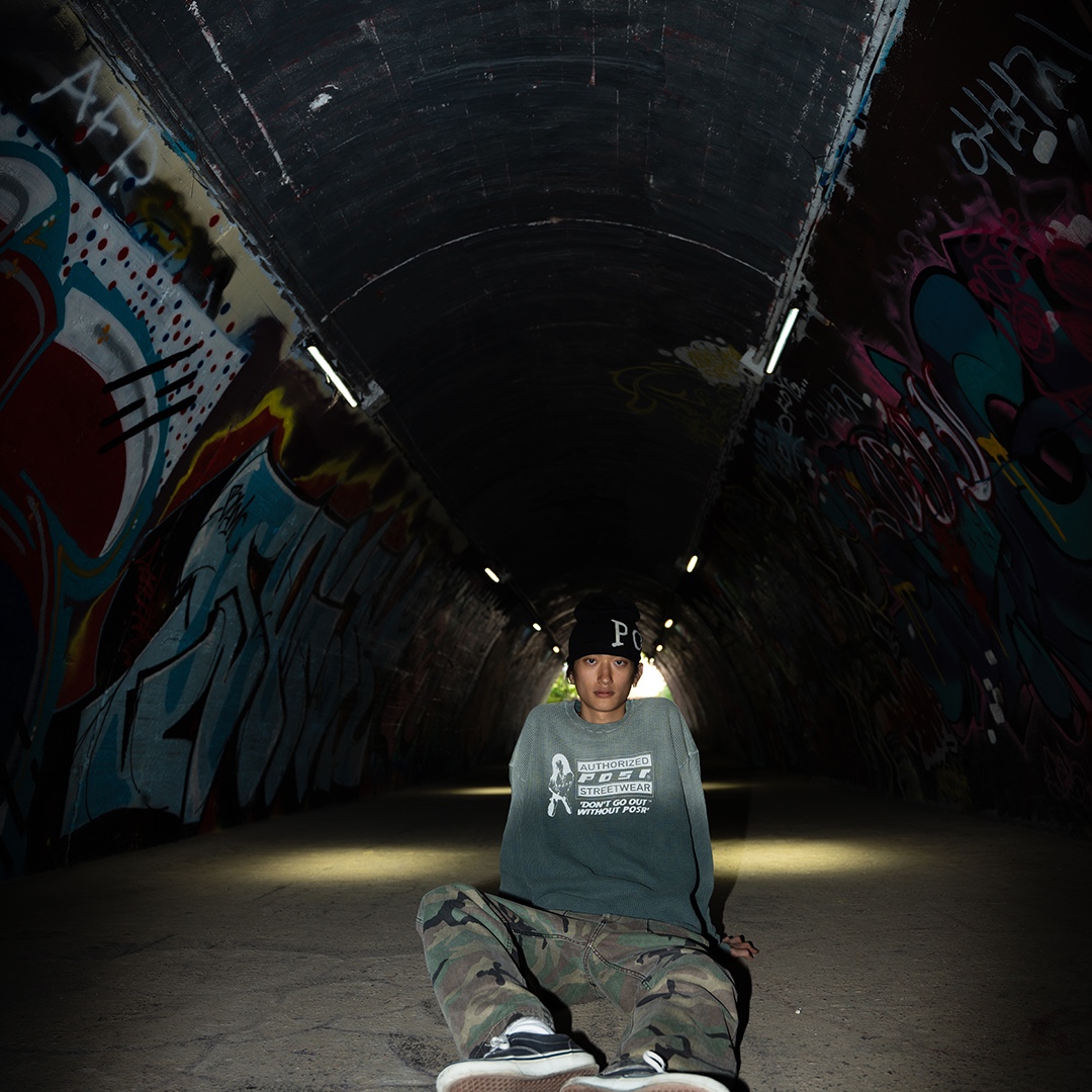 POSR Logo Beanie, POSR Overdyed POSR Waffle Tee Faded Green 착용 스타일