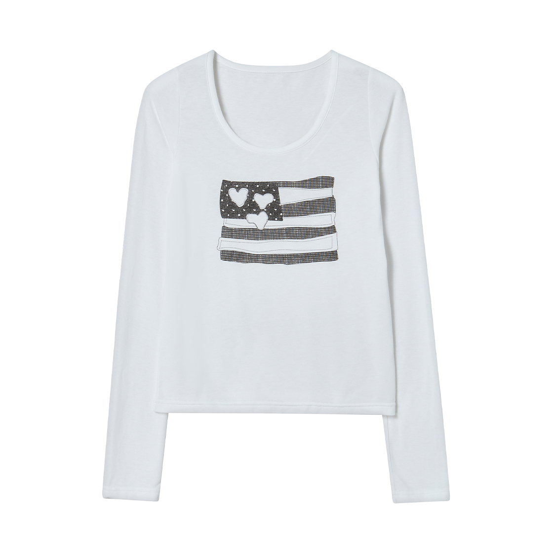 RG_25_FA2_LS_20 Rogin N Rosie USA Banner Printed long Sleeve White