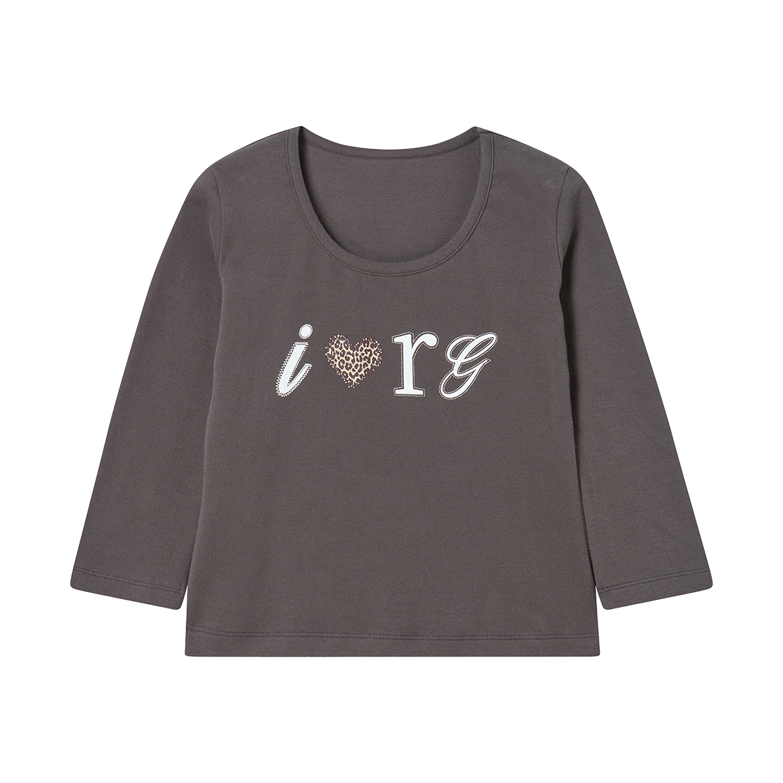 RG_25_FA2_LS_18 Rogin N Rosie I Luv RnR Leopard Point Long Sleeve Gray