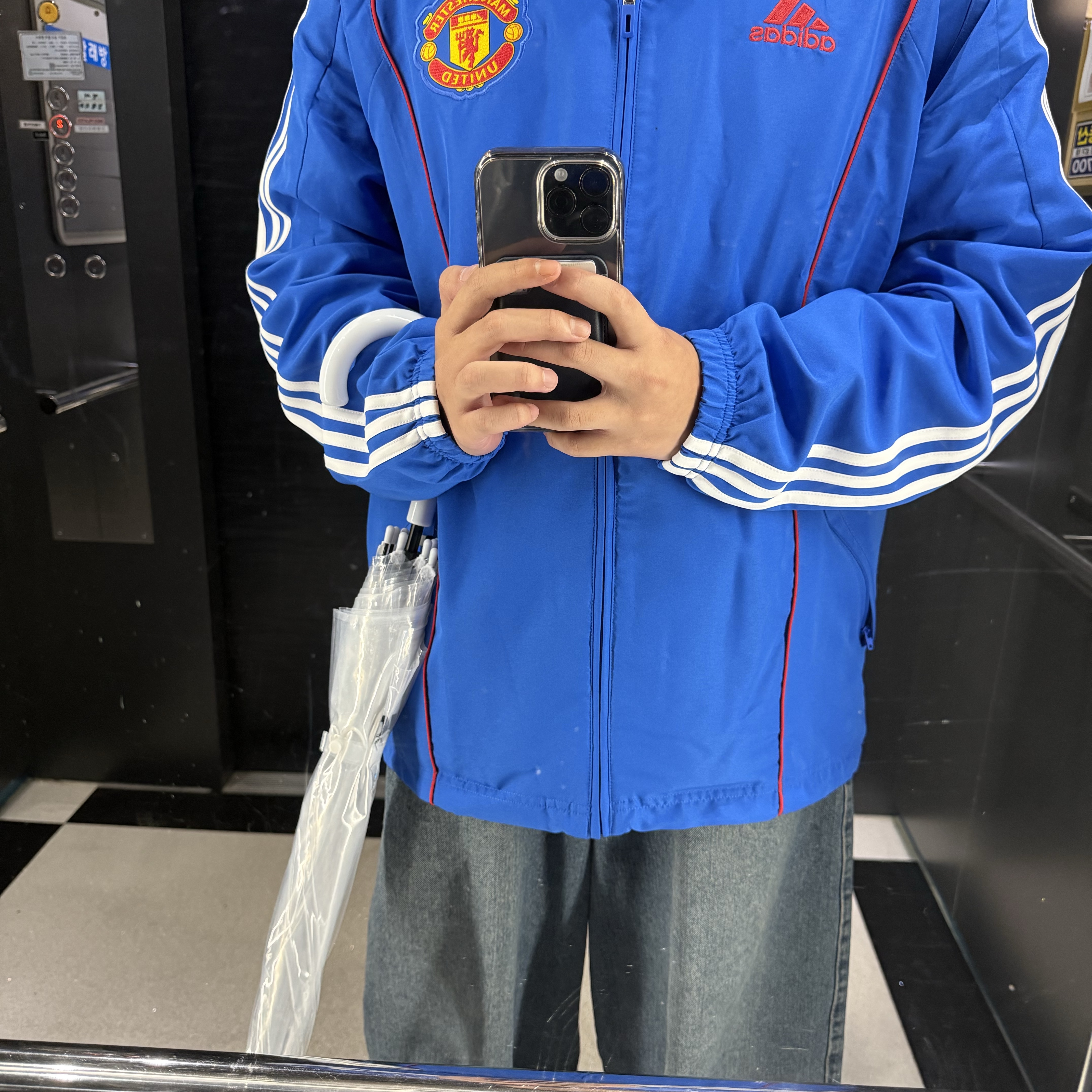 Adidas Manchester United UBP Track Top Blue - KR Sizing 착용 스타일