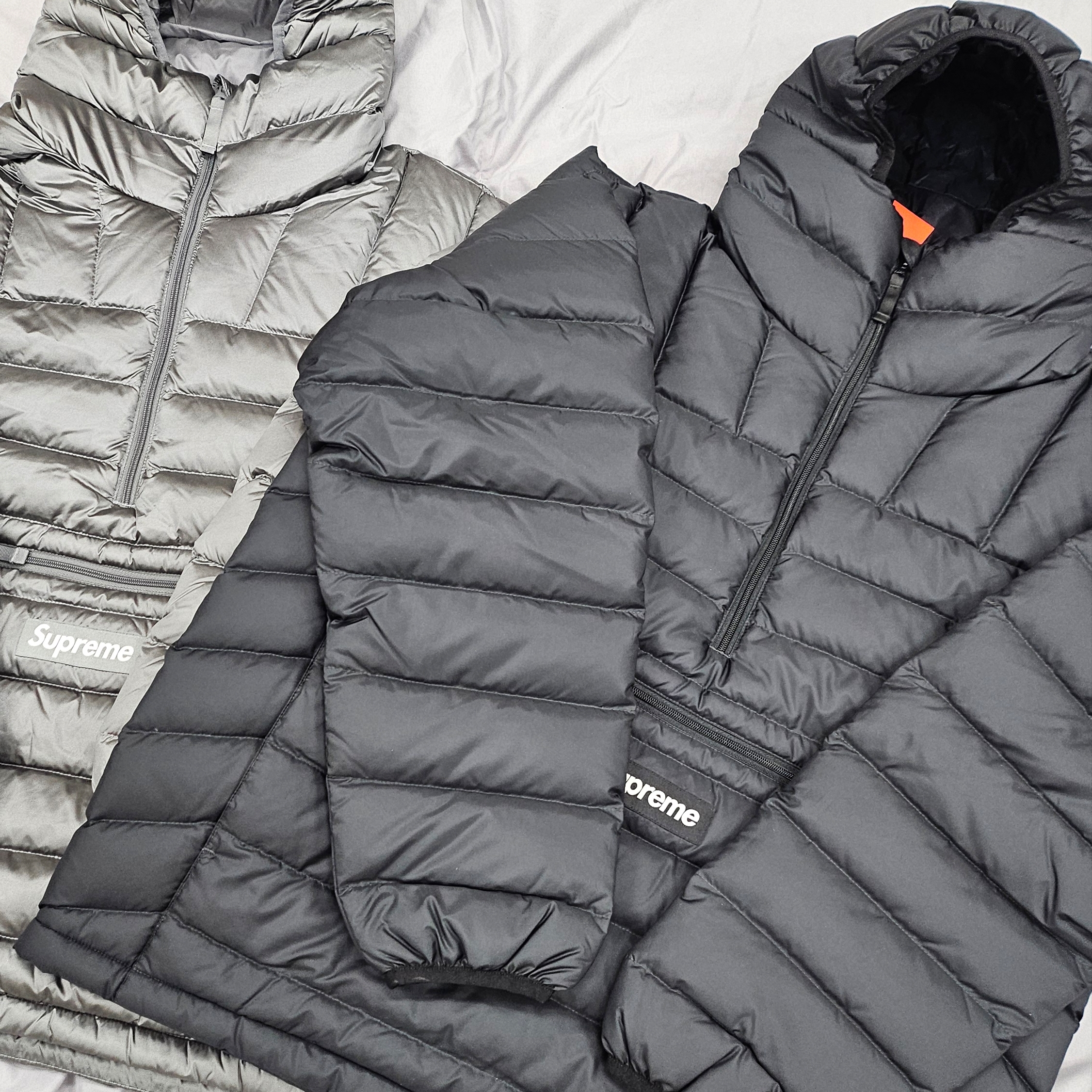 Supreme Micro Down Half Zip Hooded Pullover Silver - 25FW 착용 스타일 - 1