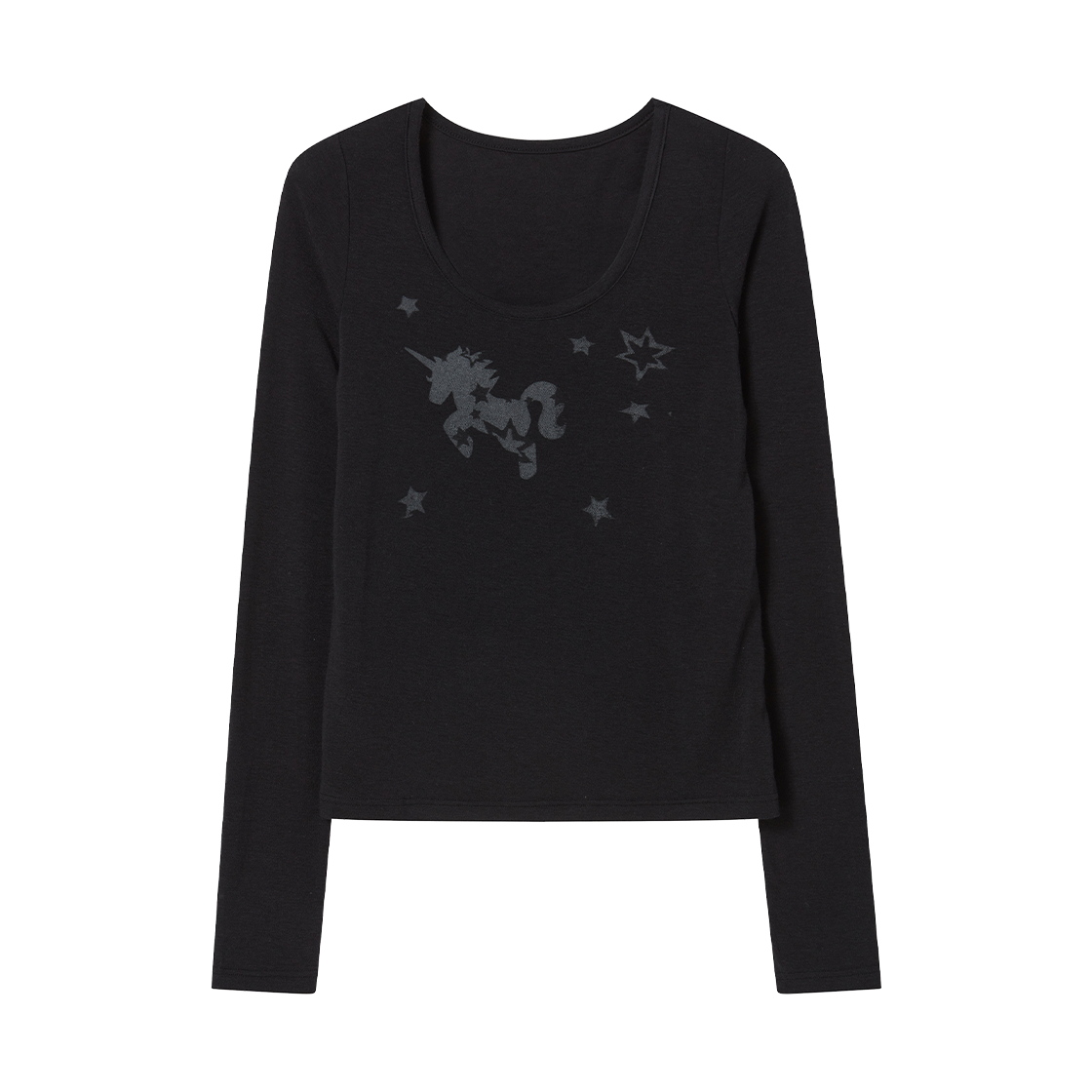 RG_25_FA2_LS_21 Rogin N Rosie Star Unicorn Printed Long Sleeve Black
