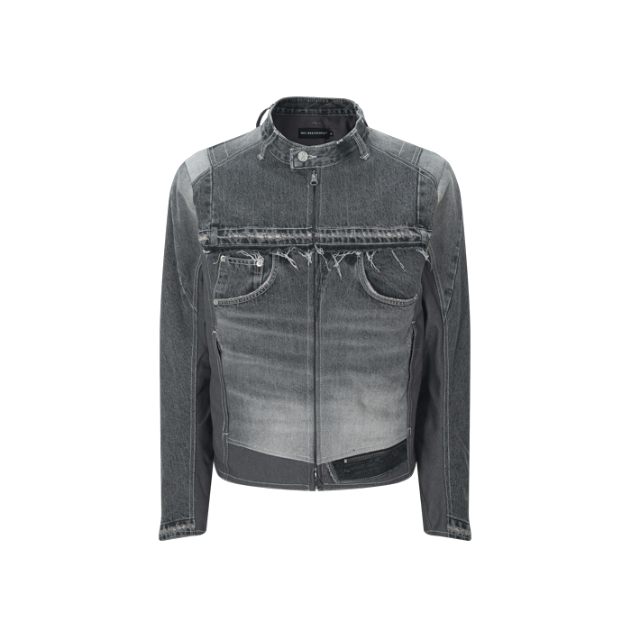 S06005 Surgery Denim Biker Jacket Grey