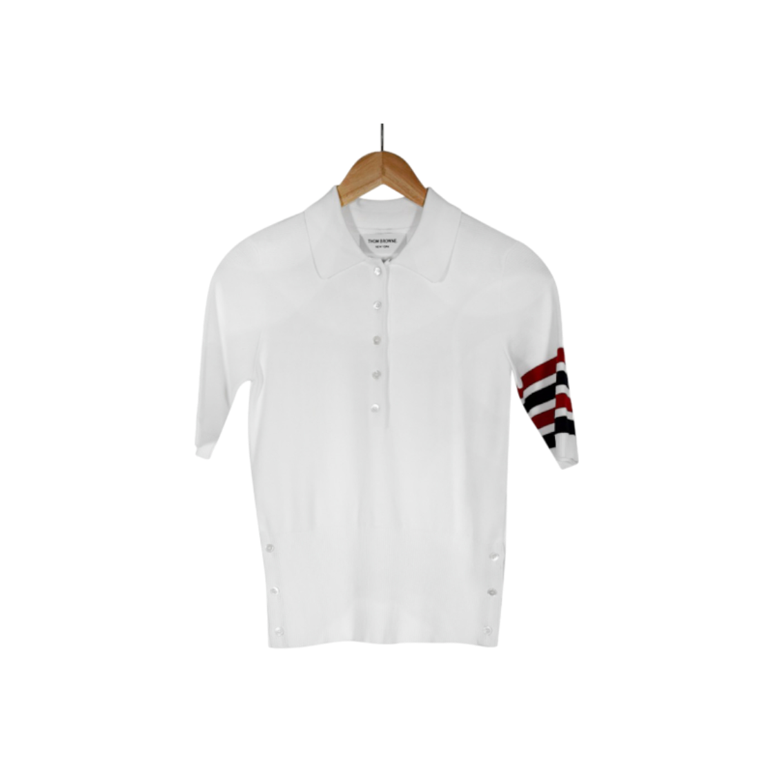 ITIAQ9BHN7DW Thom Browne Milano Stitch 4 Bar Polo Knit T Shirt in White Size 36