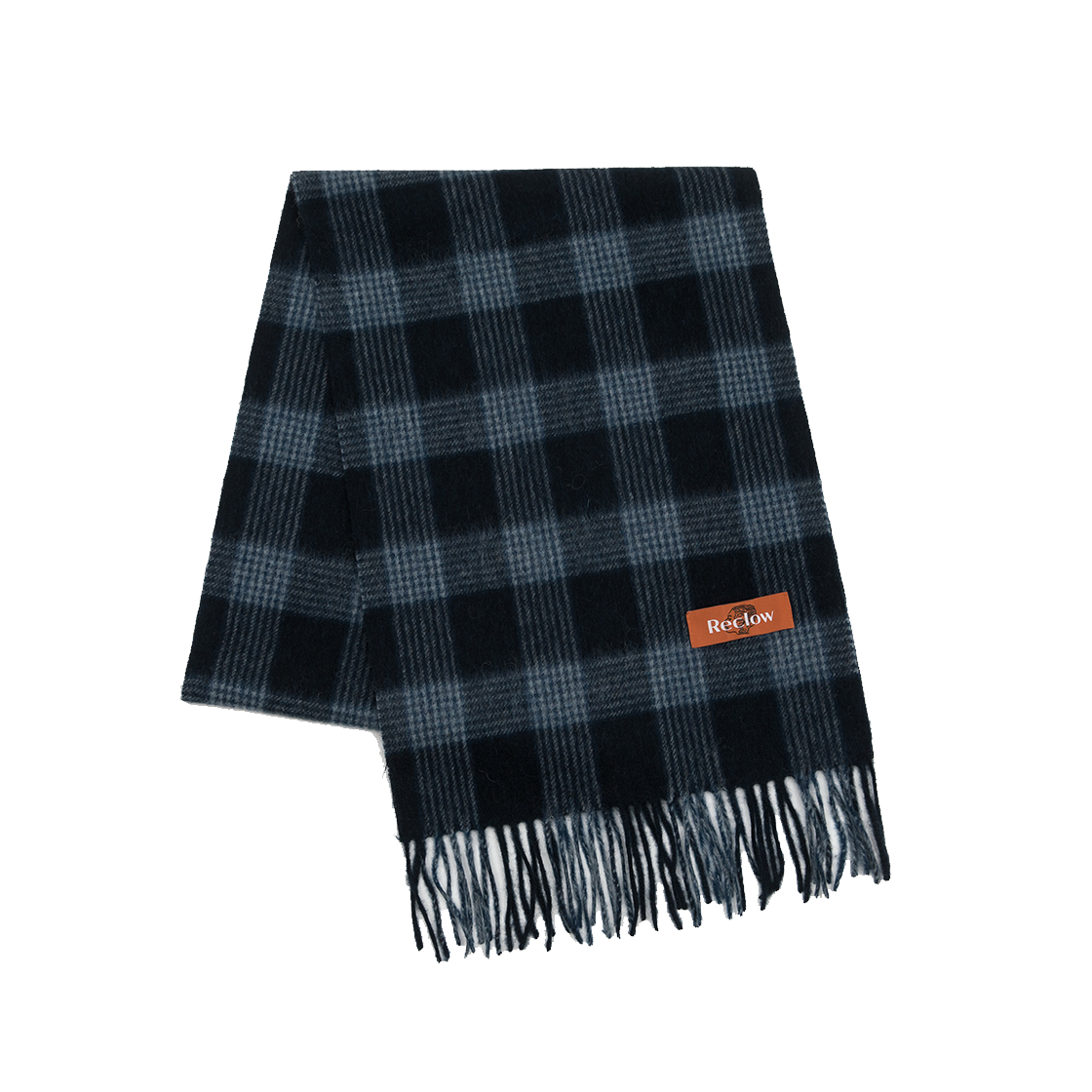 리끌로우 울 100% 체크 머플러 네이비(RECLOW Wool 100% Check Muffler  Navy) - 1