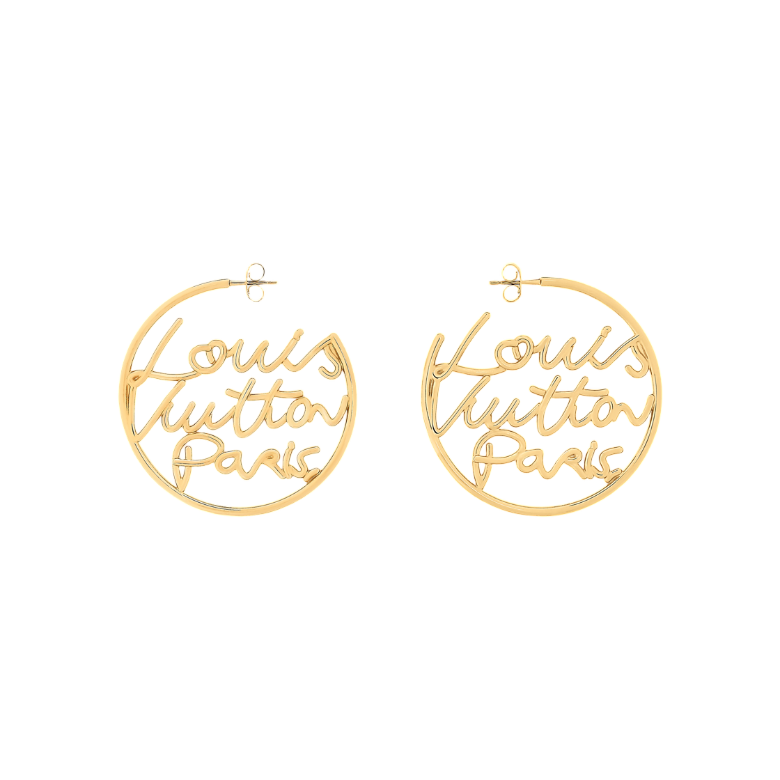 M03239 (W) Louis Vuitton LV Script Earrings Gold