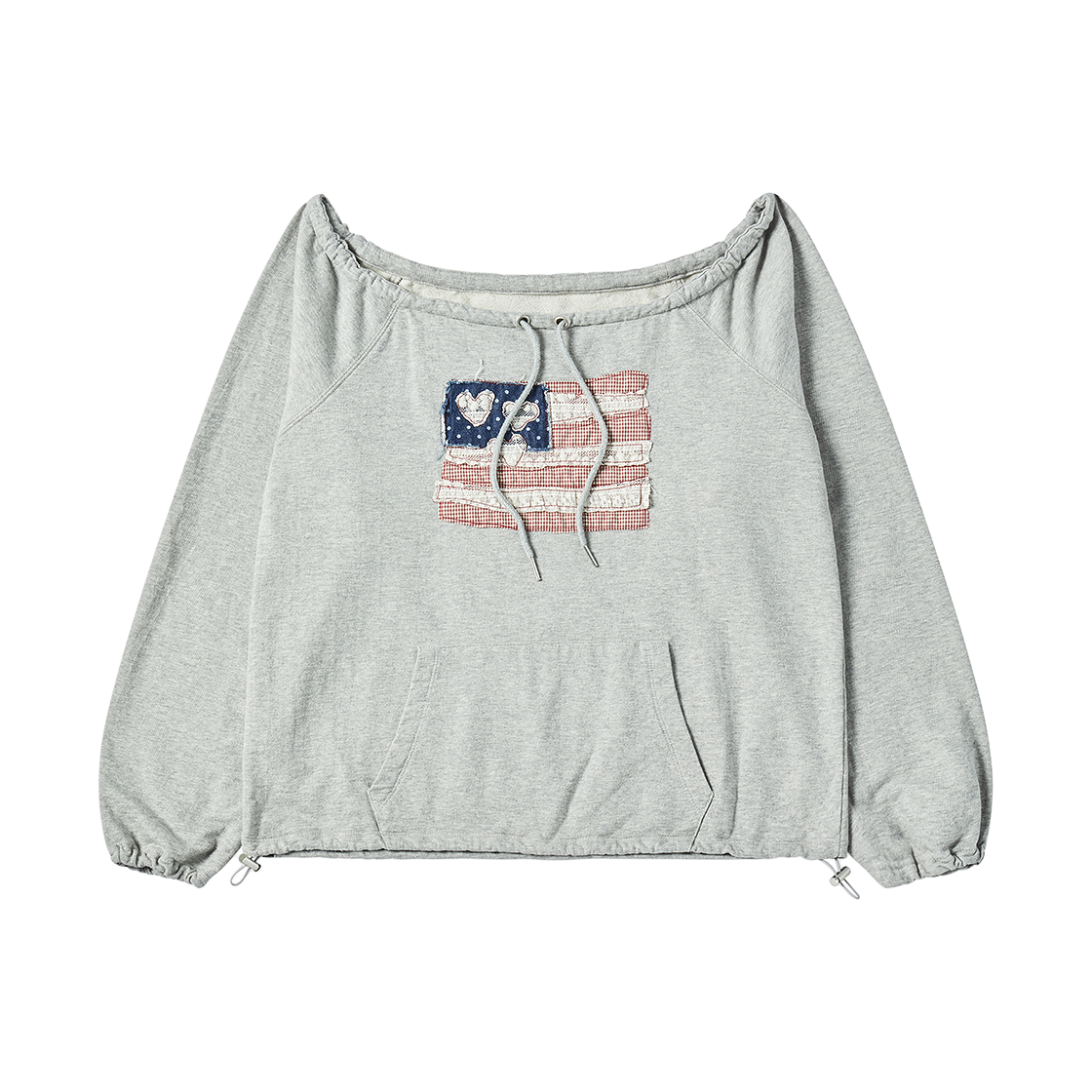 RG_25_FA2_LS_13 Rogin N Rosie USA Banner String long Sleeve Gray