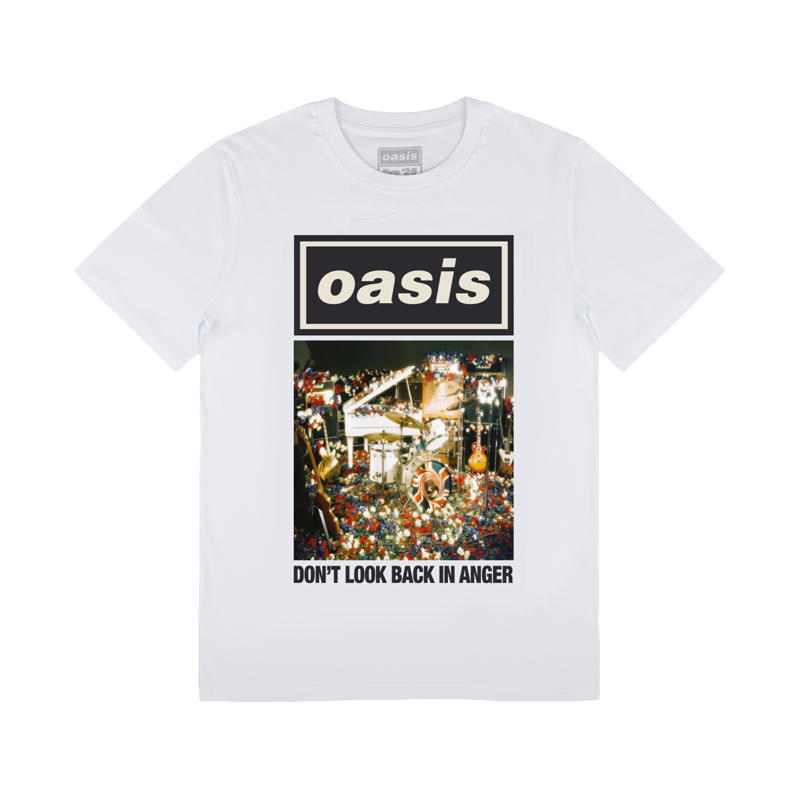오아시스 라이브 '25 돈 룩 백 인 앵거 커버 티셔츠 화이트(Oasis Live '25 Don't Look Back In Anger Cover T-Shirt White) - 1